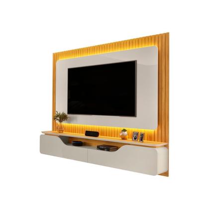Imagem de Estante e Home Theater Ripado para TV até 70 Polegadas com 100% MDF 210cmx180cm Led Treviso Cinza Bali/Cedro