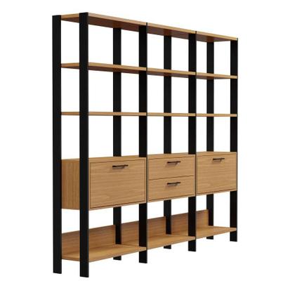 Estante Emilion 2 PT 2 GV Freijó e Preta 216 cm - Mobly Imagem de Estante Emilion 2 PT 2 GV Freijó e Preta 216 cm