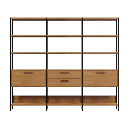 Imagem de Estante Emilion 2 PT 2 GV Freijó e Preta 216 cm