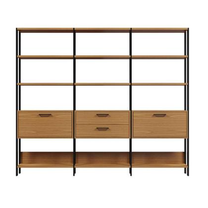 Estante Emilion 2 PT 2 GV Freijó e Preta 216 cm - Mobly Imagem de Estante Emilion 2 PT 2 GV Freijó e Preta 216 cm