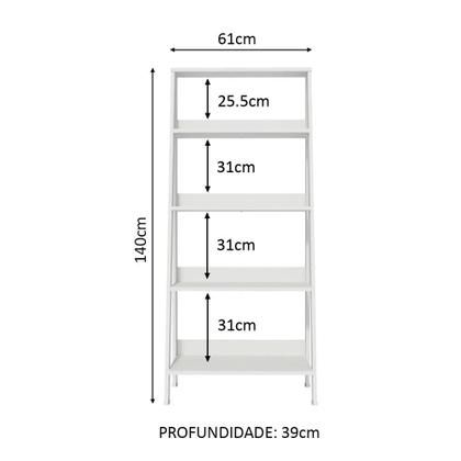 Estante Escada para Livros com 4 Prateleiras Madesa Imagem de Estante Escada para Livros com 4 Prateleiras Madesa