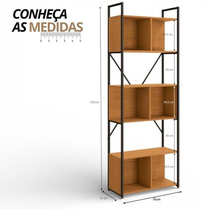 Imagem de Estante Estilo Industrial Metal E Madeira Organizador 202x72cm