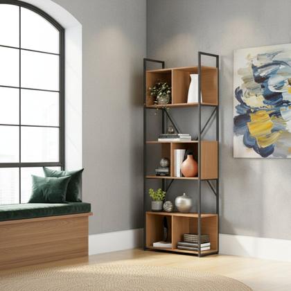 Imagem de Estante Estilo Industrial Metal E Madeira Organizador 202x72cm
