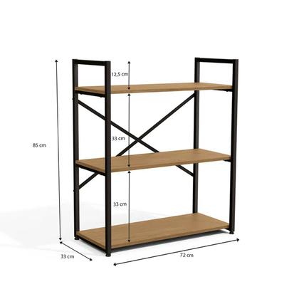 Imagem de Estante Estilo Industrial Metal E Madeira Organizador Baixa 85x72cm