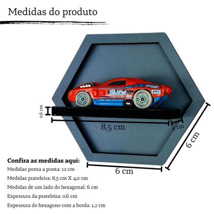 Imagem de Estante Expositor Porta Carrinhos MDF Display Miniaturas 1:64 Organizador Parede Decoração Coleção Cores:BrancaQuantida
