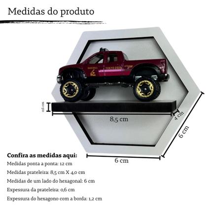 Imagem de Estante Expositor Porta Carrinhos MDF Display Miniaturas 1:64 Organizador Parede Decoração Coleção Cores:BrancaQuantida
