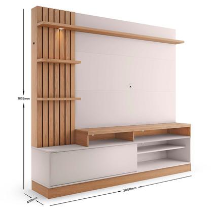 Imagem de Estante Home 200 Cm SEM PÉS Ripado Lateral Spot de Led para TV até 65' Maceio Off White