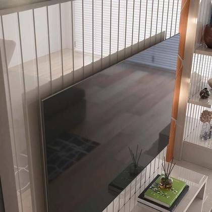 Imagem de Estante Home 210cm Sala Para TV 55 Pol Com LED Cross 2.1 Lukaliam Off White Perolizado/Jequitiba