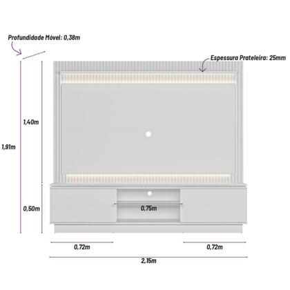 Imagem de Estante Home 215cm para TV com Fita LED Guararapes Linea Brasil