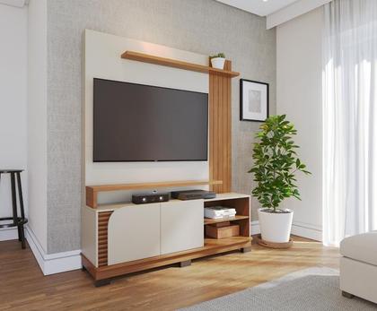 ユウリ Estante Home Jurere 1500 para TV Off White Matte/Freijo - Colibri