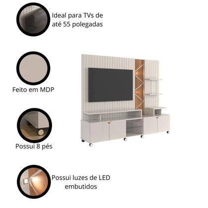 Imagem de Estante Home para TV até 55 Polegadas Frisado Cross Lukaliam