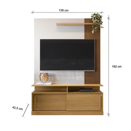 Imagem de Estante Home para TV até 60 Polegadas 2 Portas Correr Prateleira e Rodízio Chicago Tauari/ Off White - Lukaliam