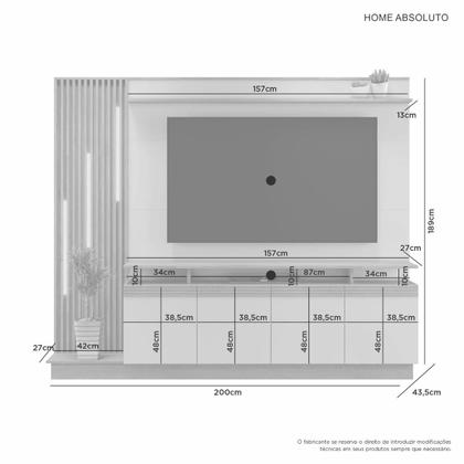 Imagem de Estante Home Para TV até 65 Com Led 04 Portas Absoluto - Jcm