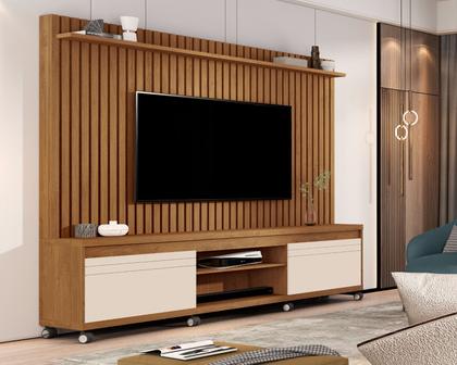 Imagem de Estante Home Para Tv até 65 Polegadas Orion 220cm Nature com OffWhite - Rede Móveis