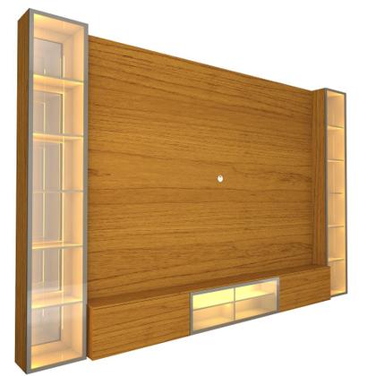 Imagem de Estante Home para TV até 85 Polegadas com 2 Cristaleiras LED e Vidro Reflecta 5 Portas em MDF Luminare Gelius