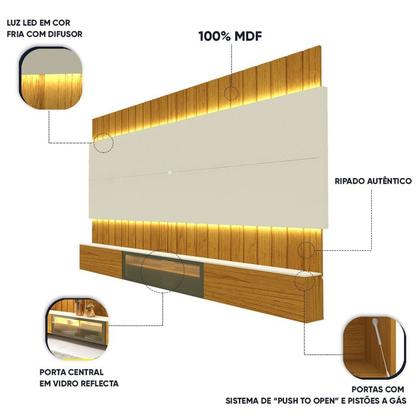 Imagem de Estante Home para Tv até 90 Polegadas com Led 230cm Soberano Reflecta 100% MDF