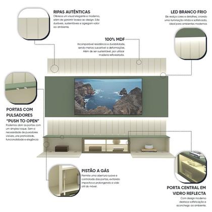 Imagem de Estante Home para Tv até 90 Polegadas com Led 230cm Soberano Reflecta 100% MDF