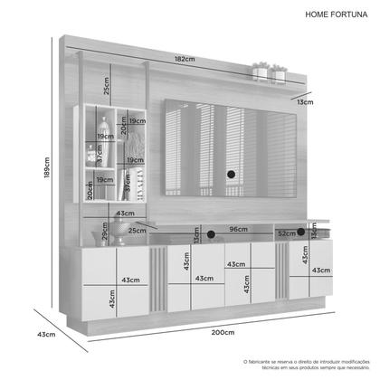 Imagem de Estante Home para TV Industrial Ripado 4 Portas 4 Nichos Fortuna Candian JCM Móveis