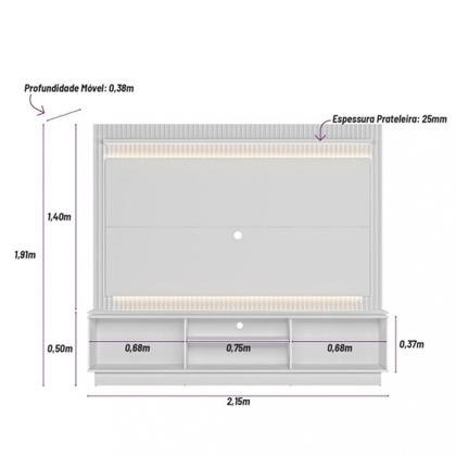 Imagem de Estante Home Ripada para TV até 75 Polegadas com LED 2 Portas de Correr Guararapes Linea Brasil