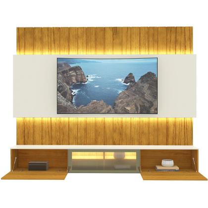 Imagem de Estante Home Ripada para TV até 85 Polegadas com LED Reflecta 3 Portas em MDF Soberano Gelius