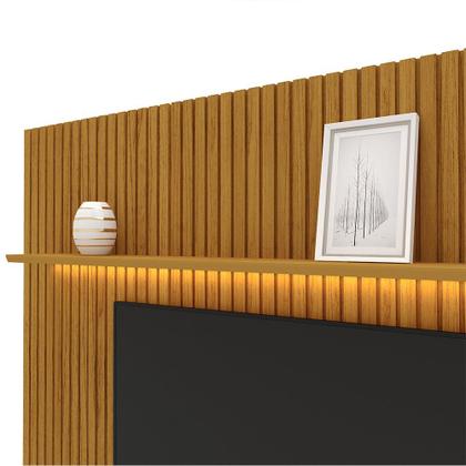 Imagem de Estante Home Ripada para TV até 90 Polegadas com LED 3 Gavetas Nobre Clean 100% MDF