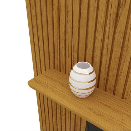 Imagem de Estante Home Ripada para TV até 90 Polegadas com LED 3 Gavetas Nobre Clean 100% MDF