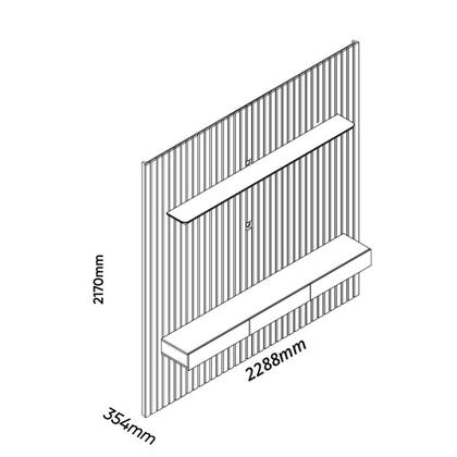 Imagem de Estante Home Ripada para TV até 90 Polegadas com LED 3 Gavetas Nobre Clean 100% MDF