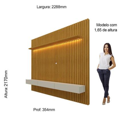 Imagem de Estante Home Ripada para TV até 90 Polegadas com LED 3 Gavetas Nobre Clean 100% MDF