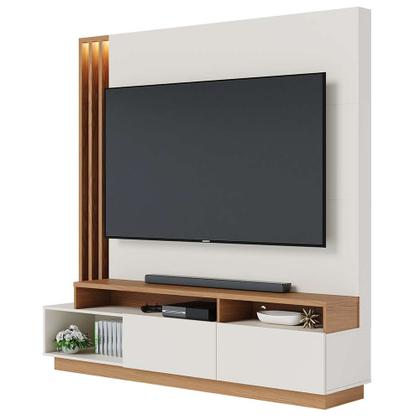 Imagem de Estante Home Sala de Estar 180cm Filipina Led Off White/Freijó G73 - Gran Belo