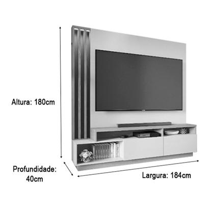 Estante Home Teather Para Tv 2 Portas 1,80m Off White/Matte/Freijo - Alpoim Imagem de Estante Home Teather Para Tv 2 Portas 1,80m Off White/Matte/Freijo