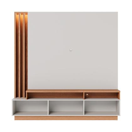 Estante Home Teather Para Tv 2 Portas 1,80m Off White/Matte/Freijo - Alpoim Imagem de Estante Home Teather Para Tv 2 Portas 1,80m Off White/Matte/Freijo
