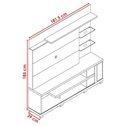 Imagem de Estante Home Theater Alan com Pés Calacata Off White  Madetec