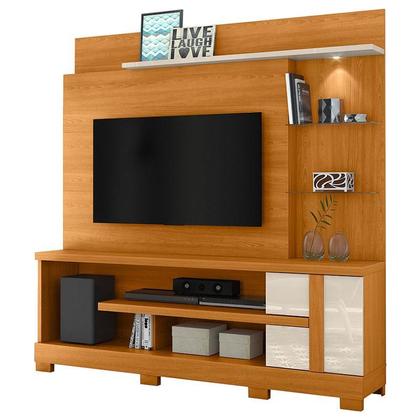 Imagem de Estante Home Theater Alan com Pés e Aparador com Mesa de Centro Frizz Cinamomo Off White - Madetec