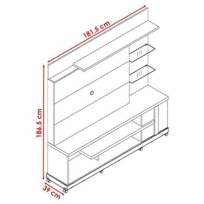 Estante Home Theater Alan Com Rodízios Calacata Off White - Madetec - MADETEC MOVEIS Imagem de Estante Home Theater Alan Com Rodízios Calacata Off White - Madetec