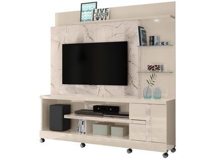 Imagem de Estante Home Theater Alan Com Rodízios Calacata Off White - Madetec