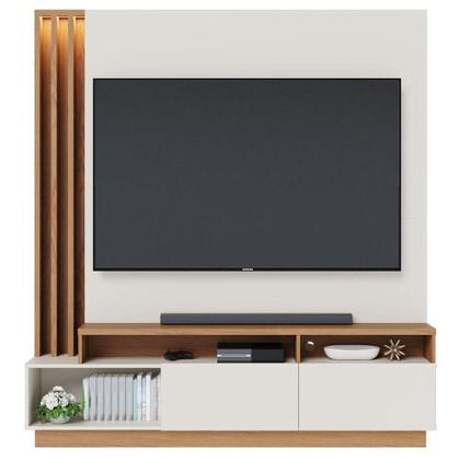 Imagem de Estante Home Theater Ambiente Humaita Off White Matte Freijó - Colibri