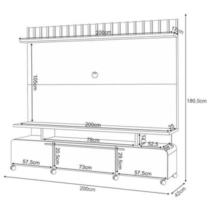Imagem de Estante Home Theater Artís Castanho Off White E Mesa De Centro Sky Castanho- Hb Móveis