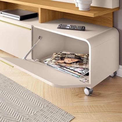 Imagem de Estante Home Theater Artís Off White Cinamomo e Aparador Infinity Cinamomo  HB Móveis