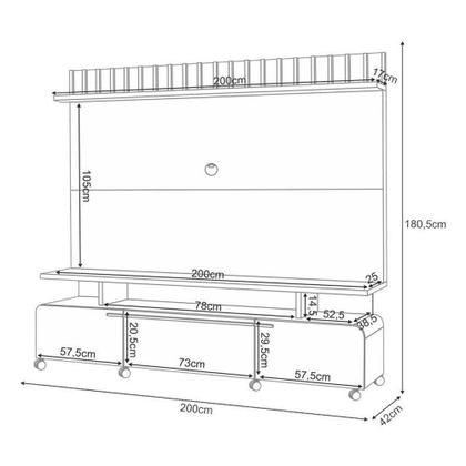Imagem de Estante Home Theater Artís Off White Cinamomo E Kit Mesa De Centro Sky Cinamomo - Hb Móveis