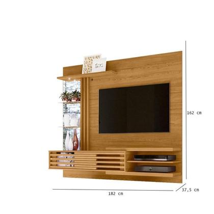 Imagem de Estante Home Theater Bancada Suspensa Frizz Supreme Cumaru com Cristaleira Marina Cumaru Opala - Madetec