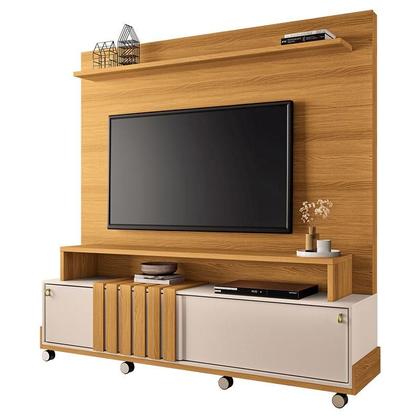 Imagem de Estante Home Theater Bold Off White Cinamomo e Mesa de Centro sky com Tampo de Vidro Off White HB Móveis