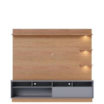 Imagem de Estante Home Theater Campeche Com Pés Freijó Cinza Acetinado e Aparador Riviera Freijó  Colibri