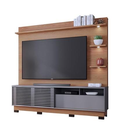 Imagem de Estante Home Theater Campeche Com Pés Freijó Cinza Acetinado e Aparador Riviera Freijó  Colibri