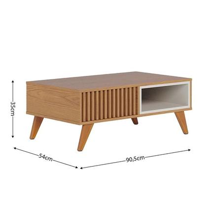 Imagem de Estante Home Theater Campeche Com Pés Freijó Off White Matte com Mesa de Centro Jeri Freijó Off White e Aparador Riviera Freijó  Colibri