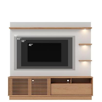 Imagem de Estante Home Theater Campeche Com Pés Freijó Off White Matte com Mesa de Centro Jeri Freijó Off White e Aparador Riviera Freijó  Colibri