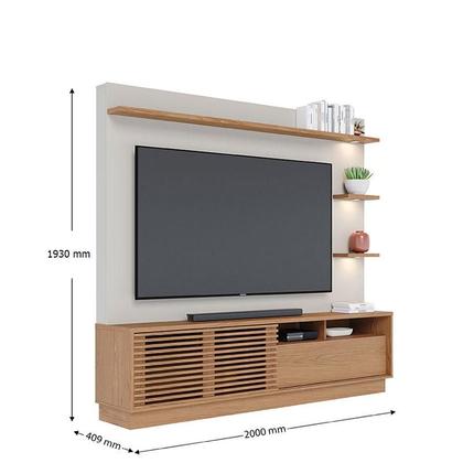 Imagem de Estante Home Theater Campeche Com Pés Freijó Off White Matte com Mesa de Centro Jeri Freijó Off White e Aparador Riviera Freijó  Colibri