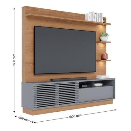 Imagem de Estante Home Theater Campeche Freijó Cinza Acetinado - Colibri