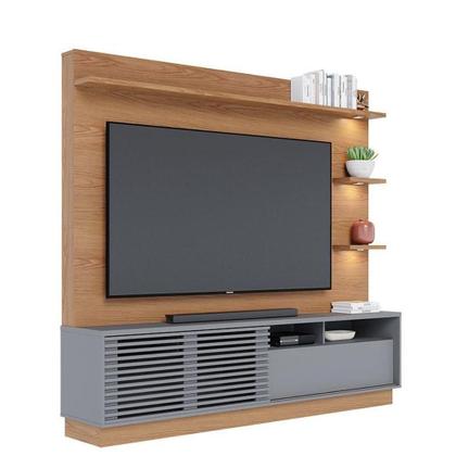 Imagem de Estante Home Theater Campeche Freijó Cinza Acetinado Com Aparador Riviera Freijó - Colibri
