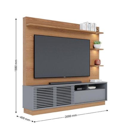 Imagem de Estante Home Theater Campeche Freijó Cinza Acetinado Com Aparador Riviera Freijó - Colibri