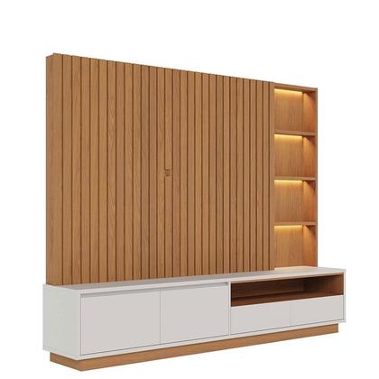 Imagem de Estante Home Theater Cancún Freijó Off White Matte com Mesa de Centro Jeri Freijó Off White e Aparador Riviera Freijó - Colibri